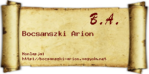 Bocsanszki Arion névjegykártya